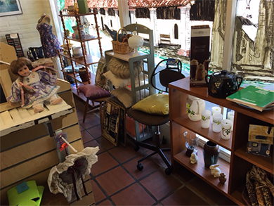 Furniture and display cases at VTC Thrift store