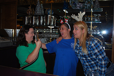 Christmas party soda bartenders making silly faces