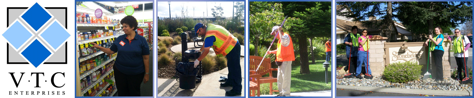 Four pictures of VTC individuals at various work sites