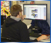 Individual working on graphic arts at the computer